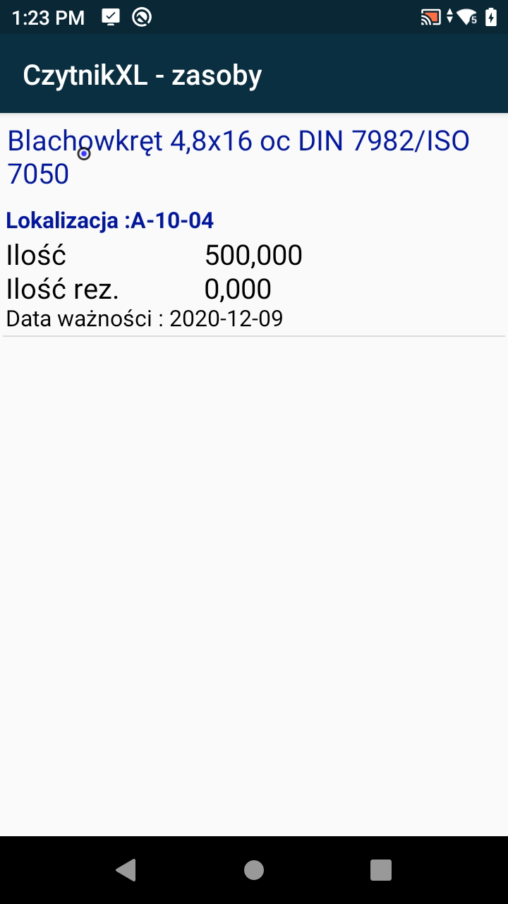 Lista towarów